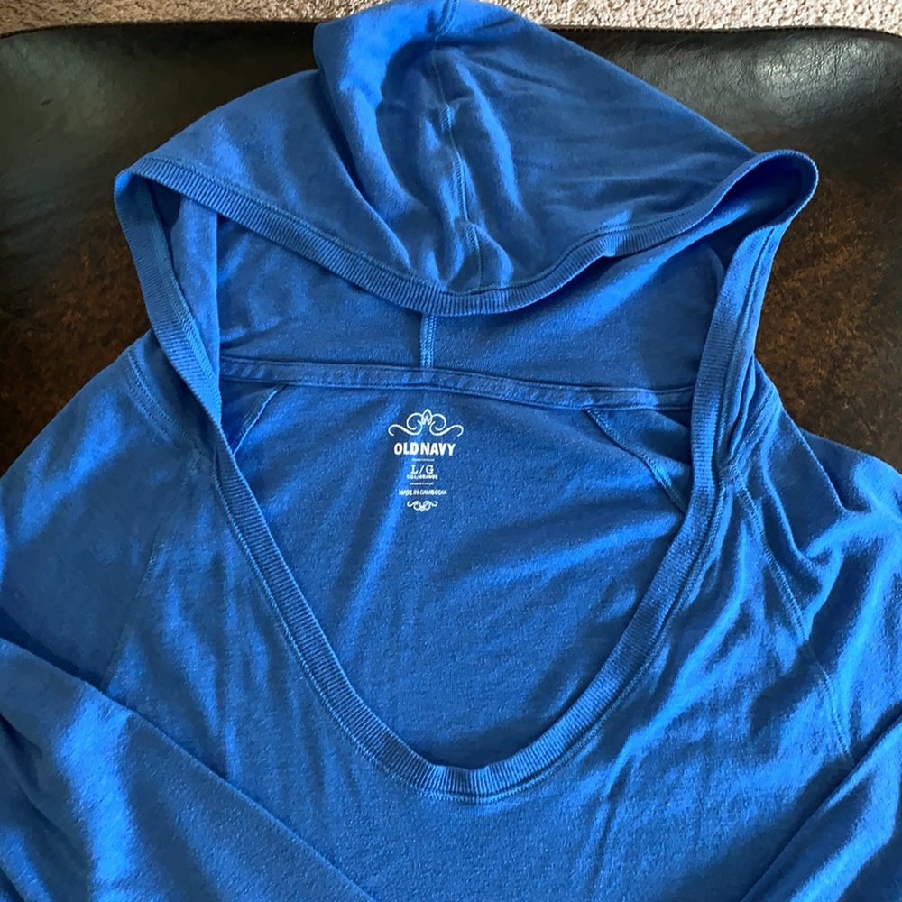Old Navy blue long sleeve shirt with hood - Picture 2 of 4